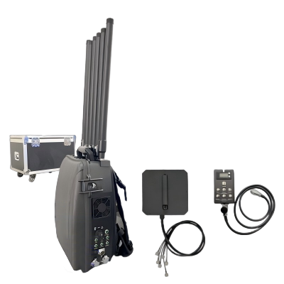 Backpack drone jamming device