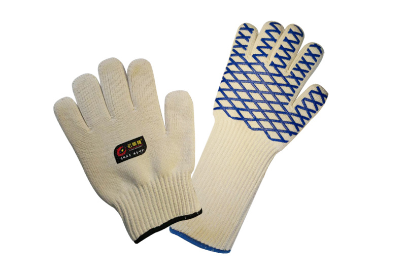 Knitted offset plastic gloves series-silicone beads high temperature resistant gloves