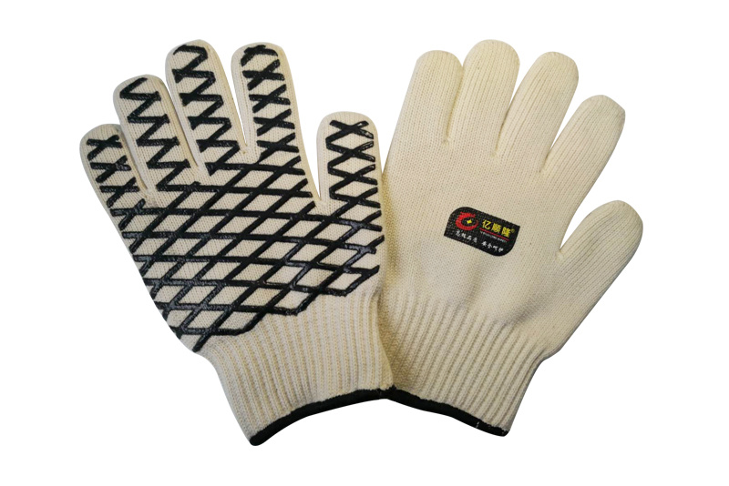 Knitted offset plastic gloves series-silicone beads high temperature resistant gloves