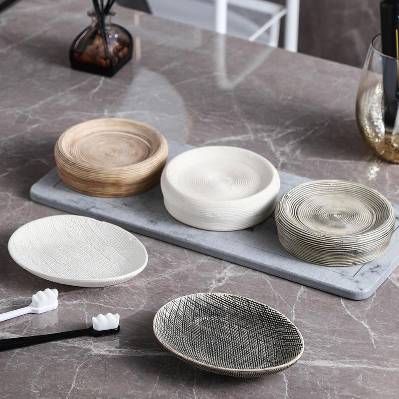 Luxury Ceramic Soap Dish Slanted Drain Tray for Hotel Restroom Bath Sink Vanity Home Use Water Filter Plate