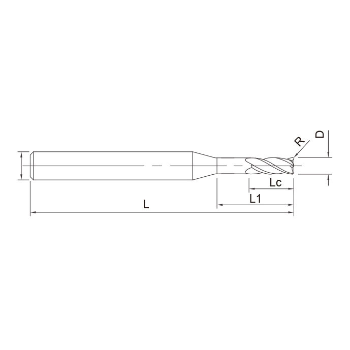 Deep groove round nose end mill