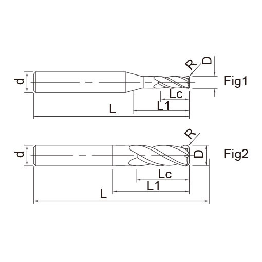 Long shank round nose end mill