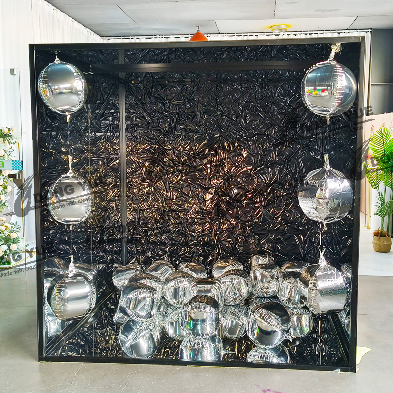Black foil mirror photo booth