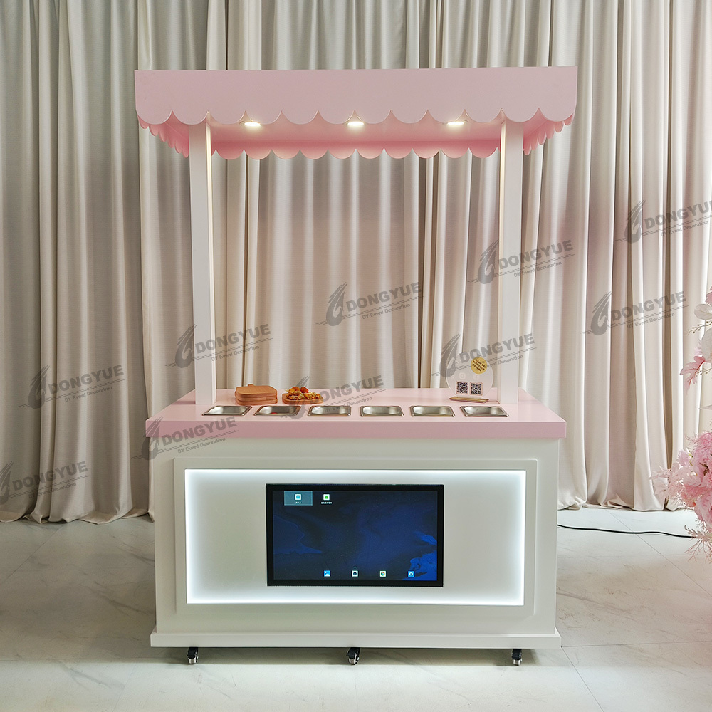 Wooden Foldable Food Cart with Lights