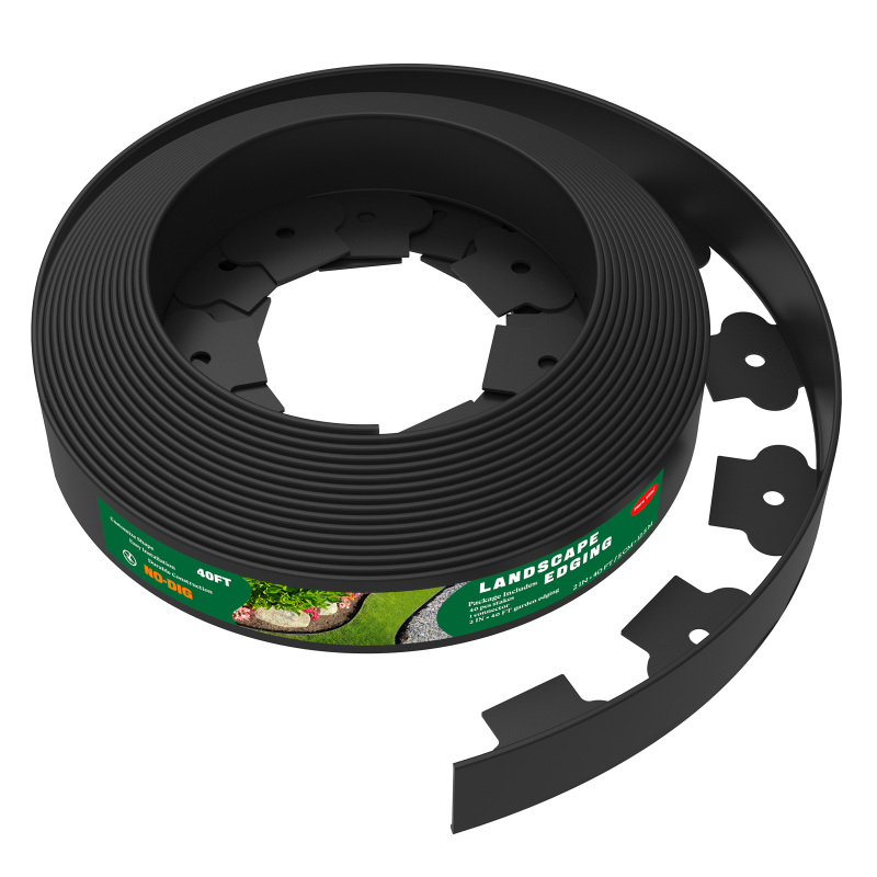 100 FT Garden Edging Border with Anchoring Spikes for Lawn,Flower Bed and Yard, 2 Inch Tall