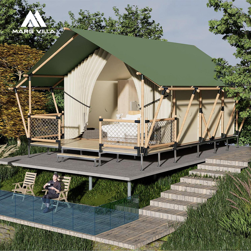 Outdoor Camping High-end Courtyard Homestay Windproof Wooden Frame Safari Tent Hotel Tent