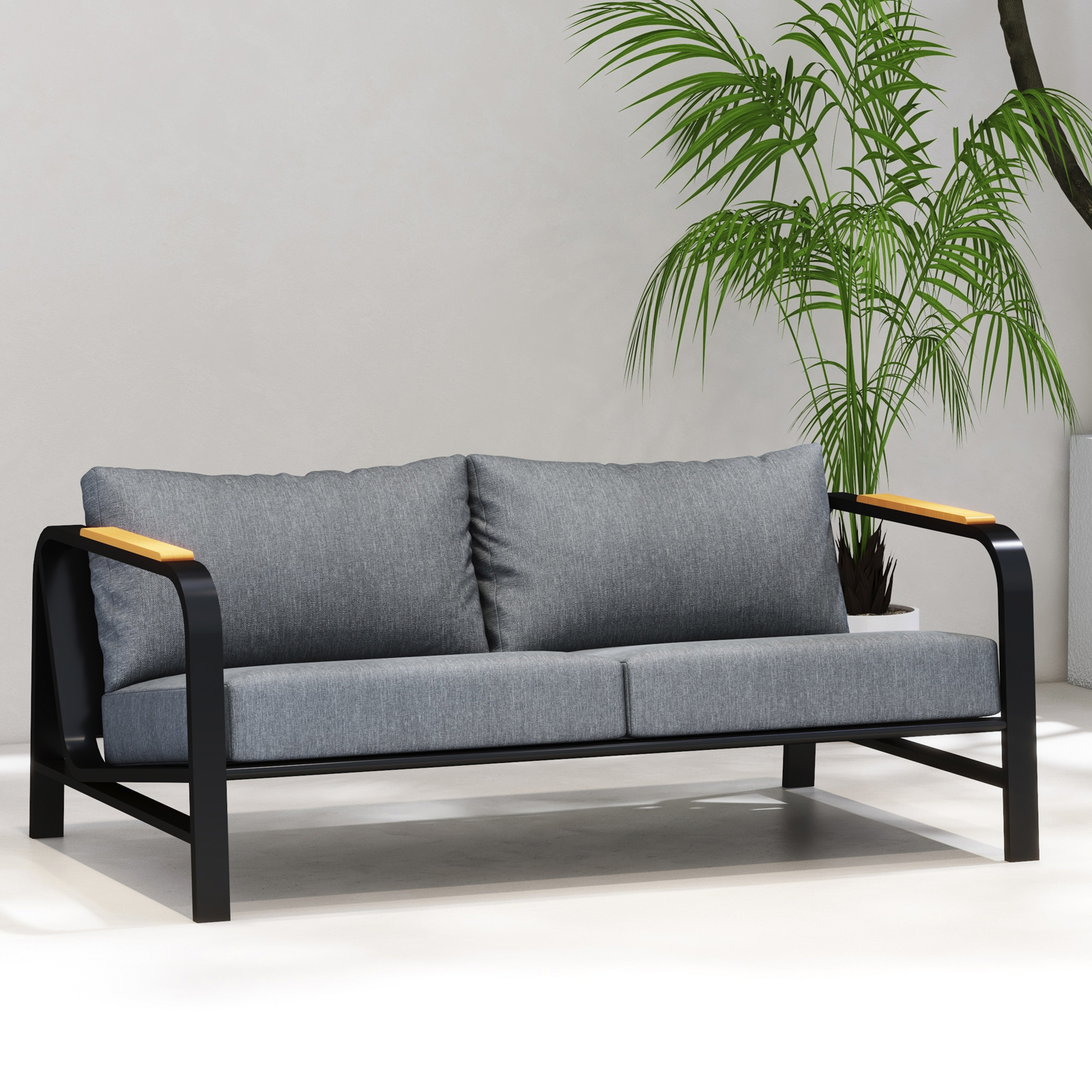 Outdoor Loveseat Modern Metal Sofa Chair Patio Furniture