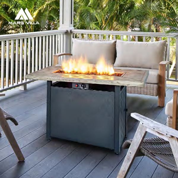 Oak Pattern Table Top Gas Fire Pit