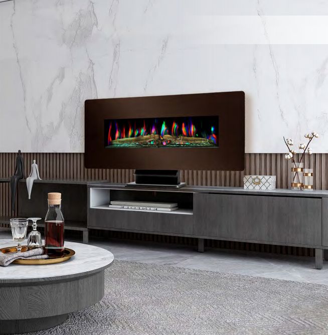 36"/42"/48" Wall Mounted Fireplace With Interchangeable Double Sided Pane