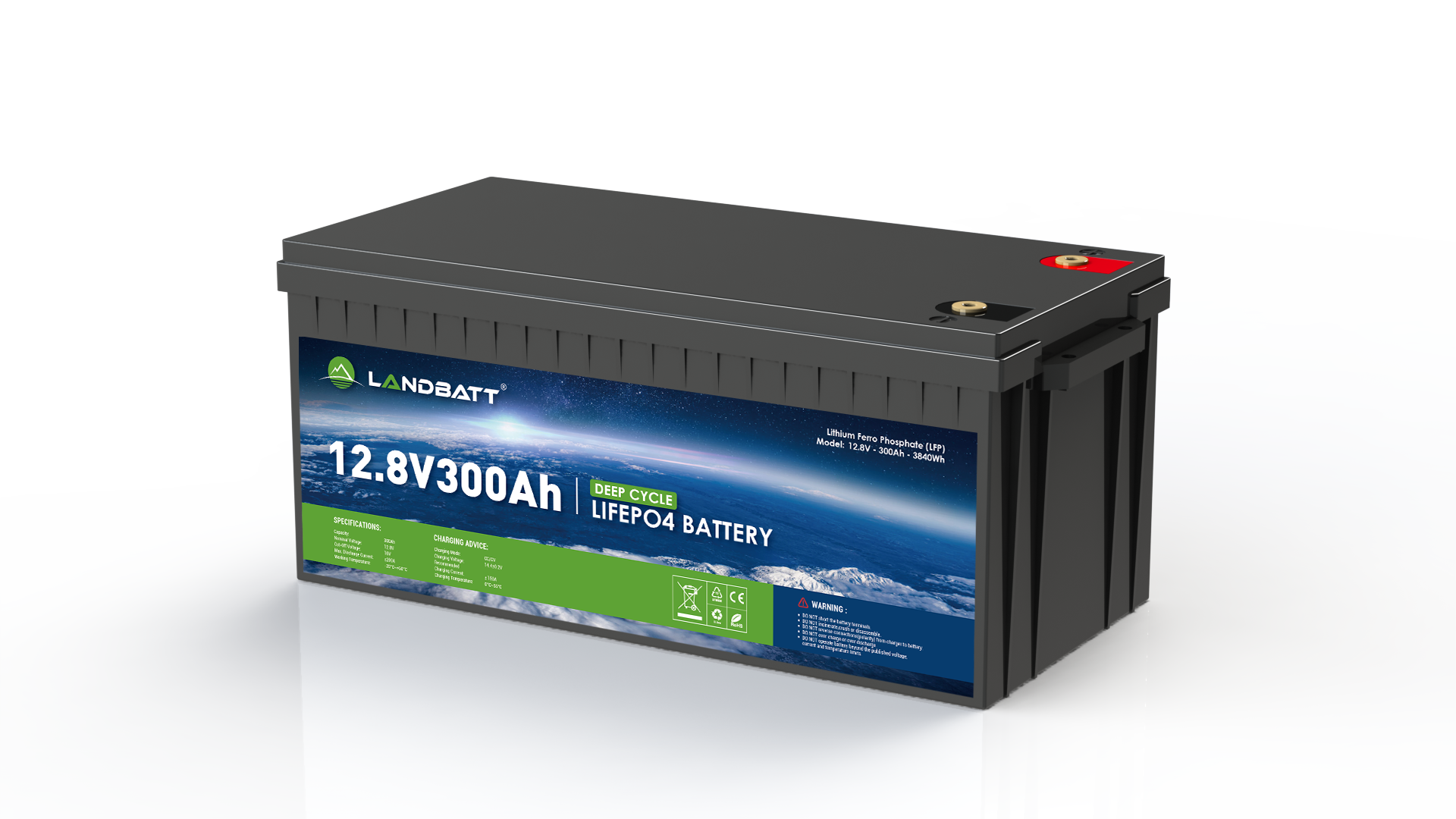 12.8V300Ah Deep Cycle Lithium Battery