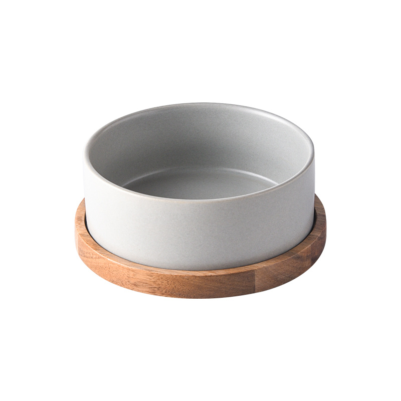 Straight Mouth Matte & Acacia Wood Tray