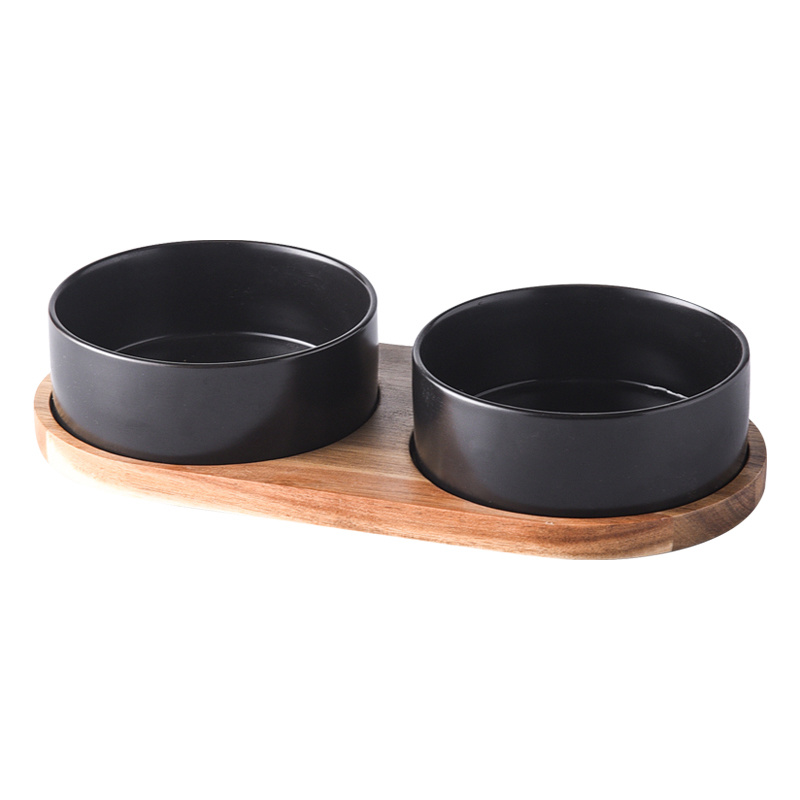Straight Mouth Matte & Acacia Wood Tray