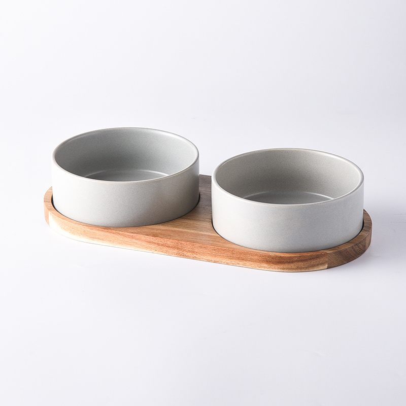 Straight Mouth Matte & Acacia Wood Tray