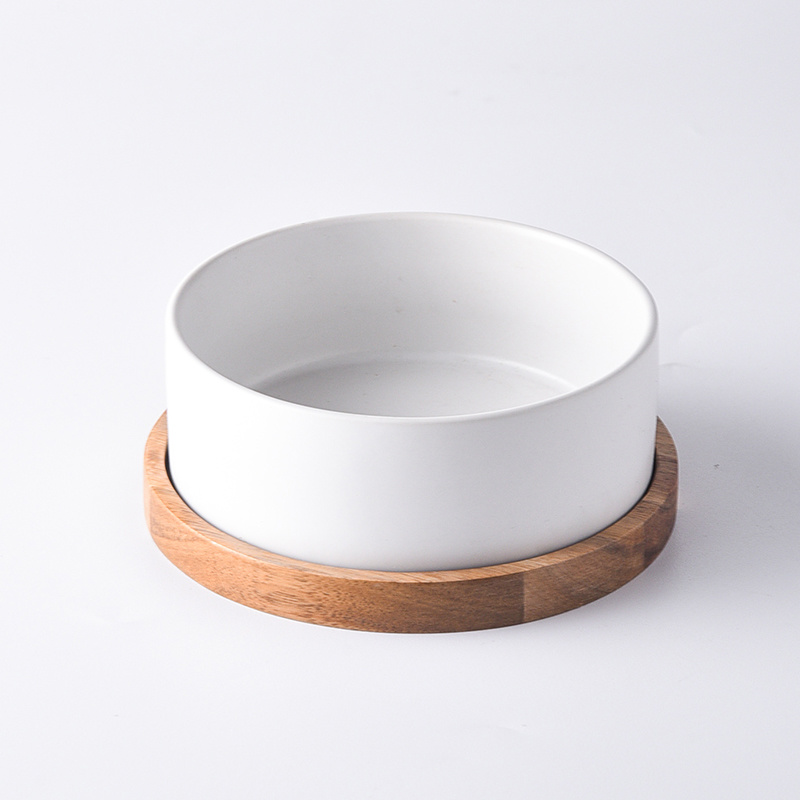 Straight Mouth Matte & Acacia Wood Tray
