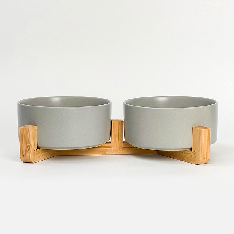 Straight Bowl With Raised Wooden Frame Cat Bowl
