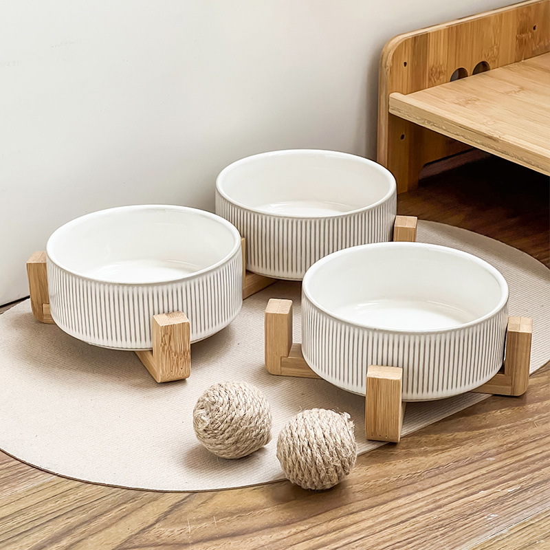 Straight Bowl Vertical White Uniform Glaze & Wooden Frame