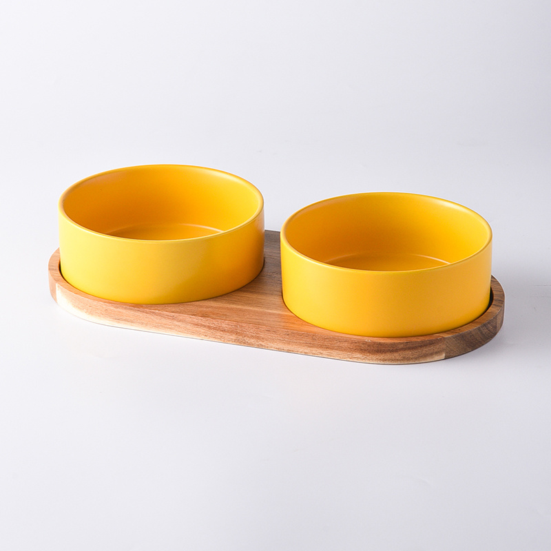 Straight Mouth Matte & Acacia Wood Tray