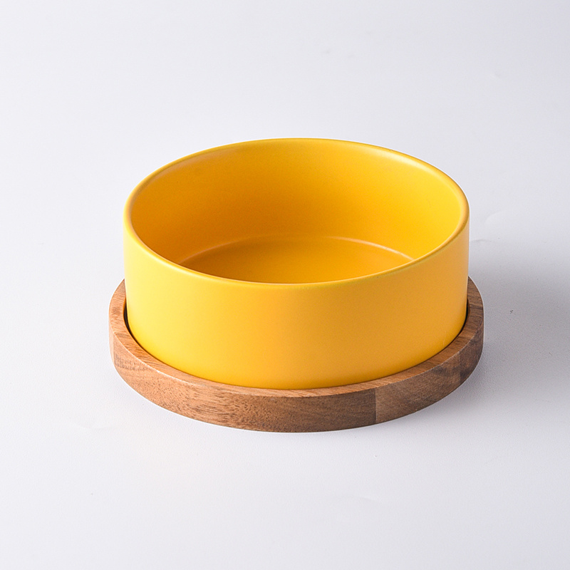 Straight Mouth Matte & Acacia Wood Tray
