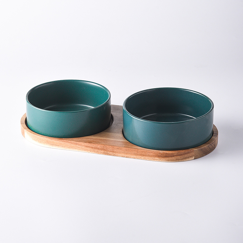 Straight Mouth Matte & Acacia Wood Tray