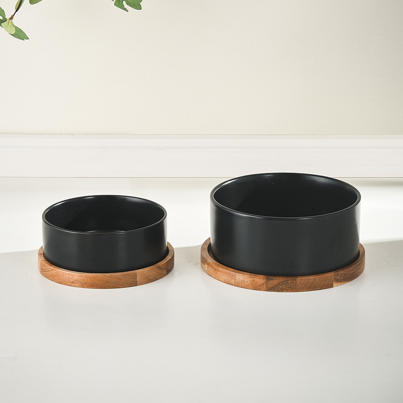Straight Mouth Matte & Acacia Wood Tray
