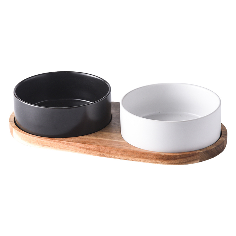 Straight Mouth Matte & Acacia Wood Tray