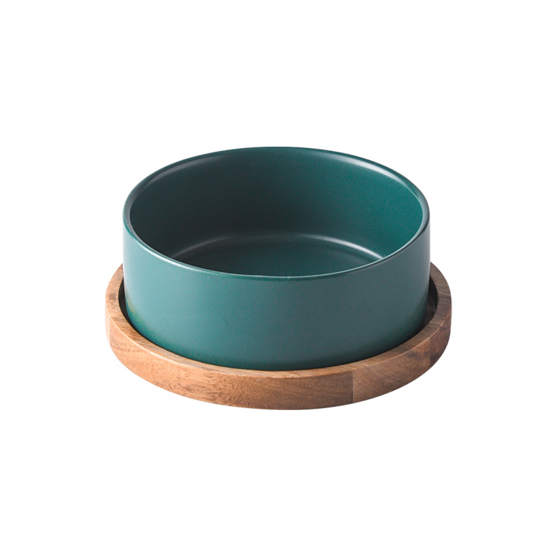 Straight Mouth Matte & Acacia Wood Tray