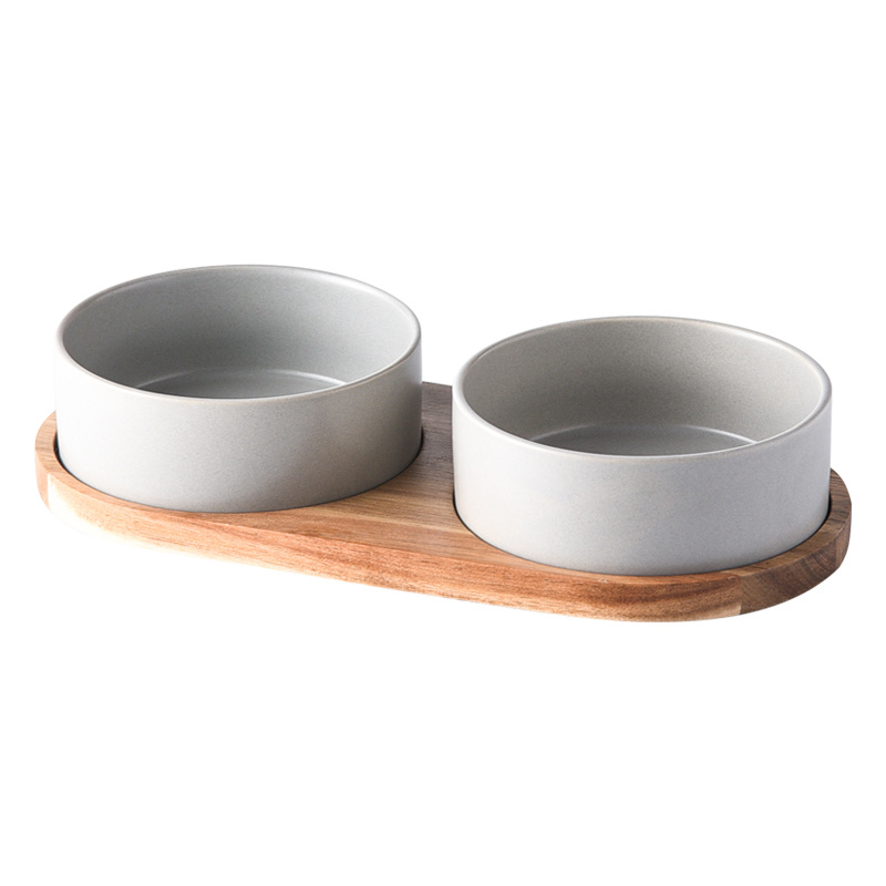 Straight Mouth Matte & Acacia Wood Tray