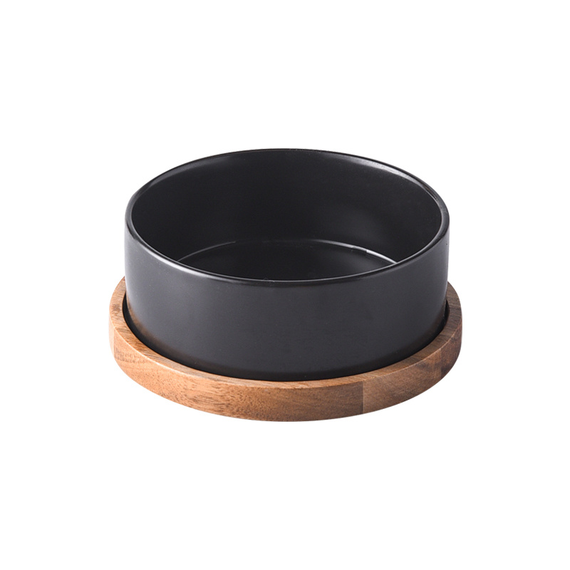 Straight Mouth Matte & Acacia Wood Tray