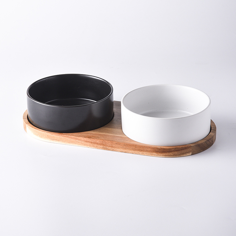 Straight Mouth Matte & Acacia Wood Tray
