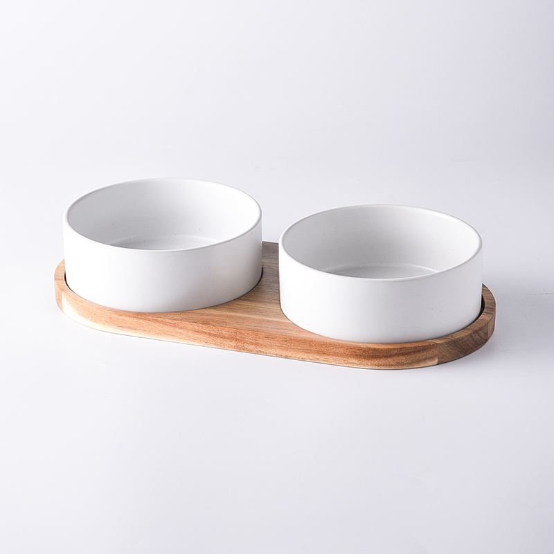 Straight Mouth Matte & Acacia Wood Tray