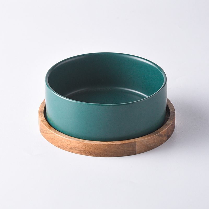 Straight Mouth Matte & Acacia Wood Tray