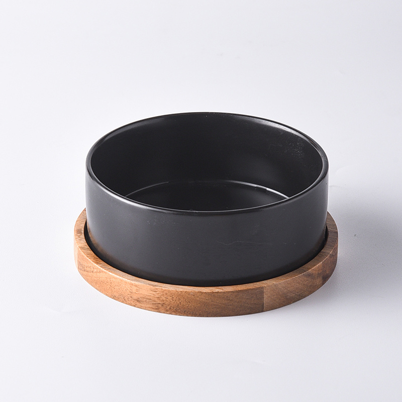 Straight Mouth Matte & Acacia Wood Tray