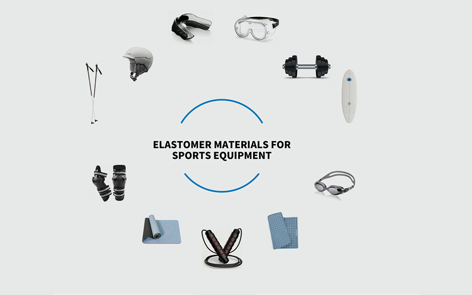 Sports equipment elastic material
