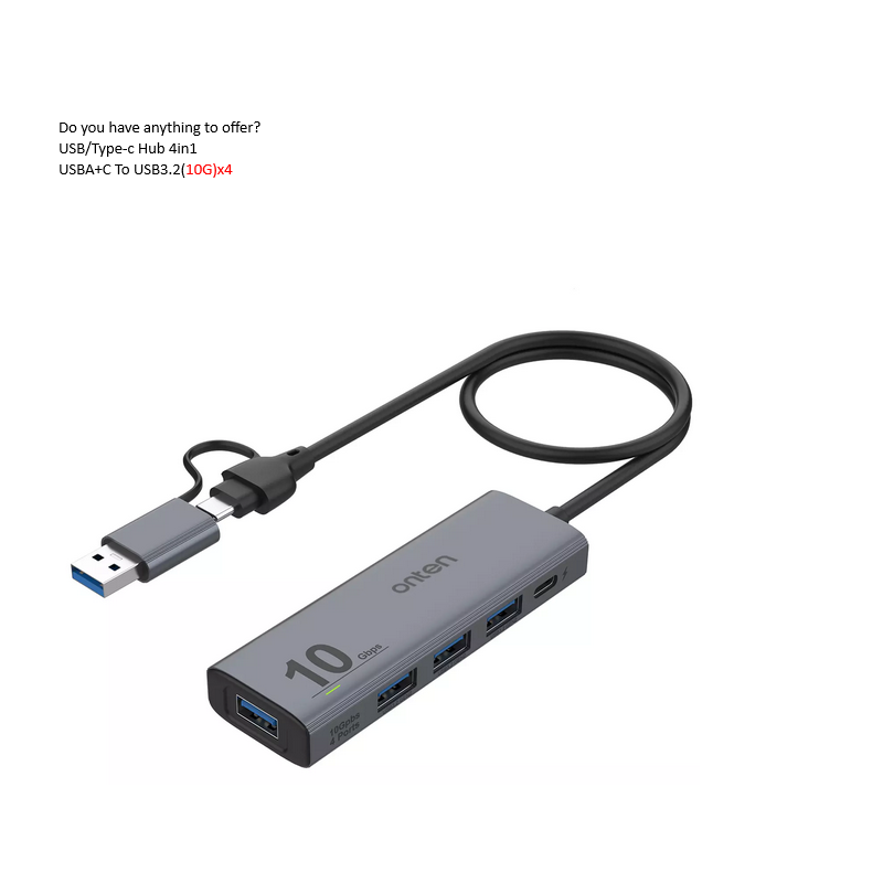 USB/Type-c Hub 4in1 USBA+C To USB3.2(10G)x4