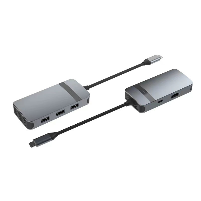 5 in 1 Aluminum USB type C Hub with Mutiple Ports 5Gbps Data Transfer Speed 3.5mm Audio Jack