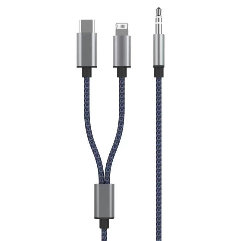 3.5mm stereo to  iphone 8pin and Type-c cable