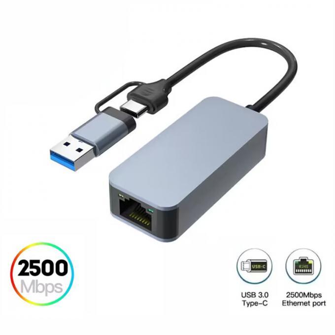 2 In 1 Aluminum USB 3.0 Type C Ethernet Adapter for Fast and Stable Network Connection