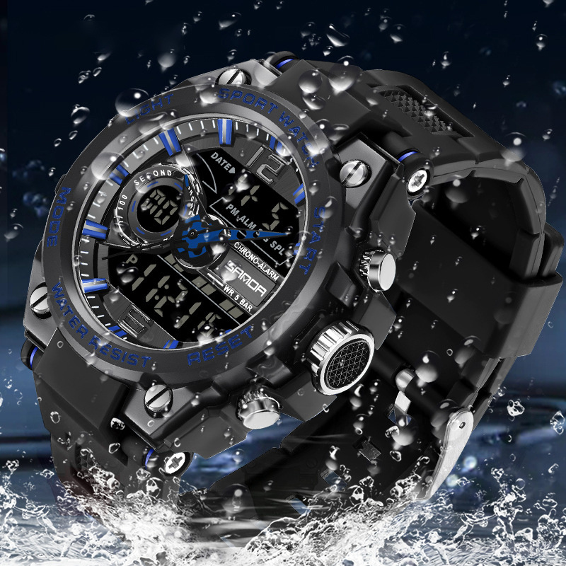 Sports multifunctional dual display watch