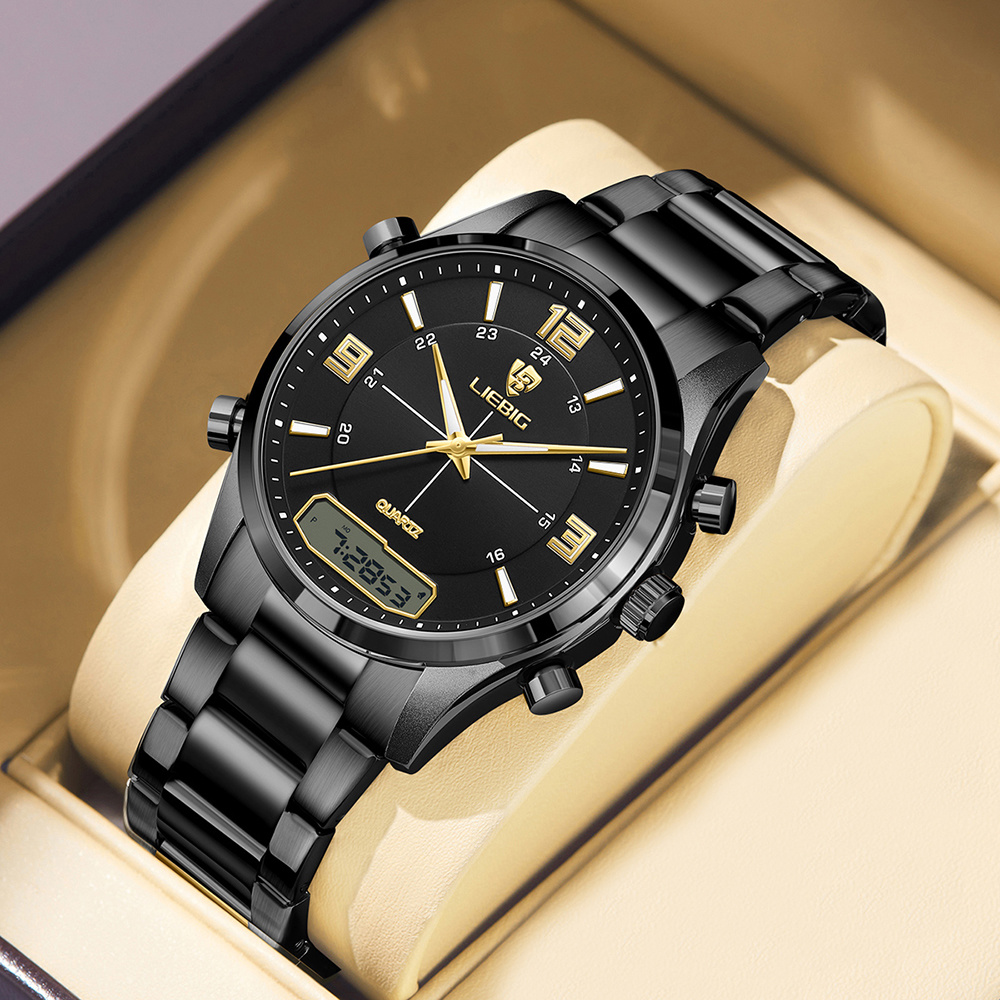 Business steel belt double display electronic watch