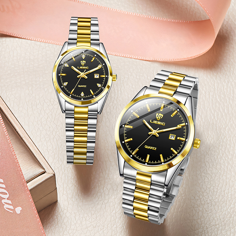 Business wind steel belt couple watch