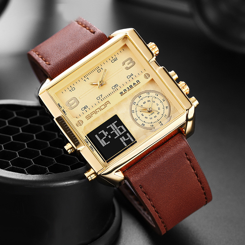 Personalized square large dial multi-function watch
