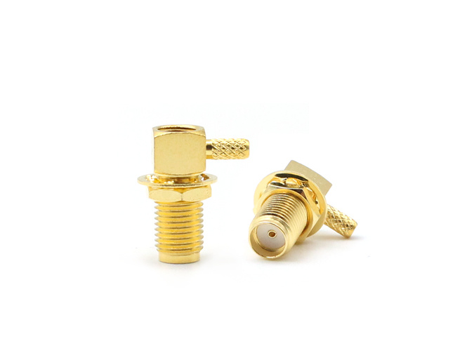 SMA Female Bulkhead Right Angle RF Connector for RG316 Cable Crimp