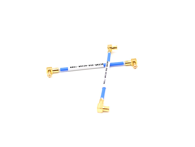 Cable Assembly Double MCX Male Right Angle with .086/RG405 Cable, Length 70mm