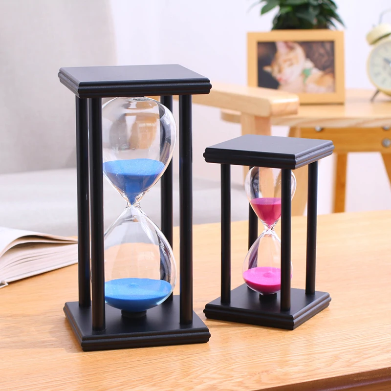 Wholesale Modern Creative Hourglass 30/60 Minutes square Wooden Sand Timer Clock for Gifts Office Decor