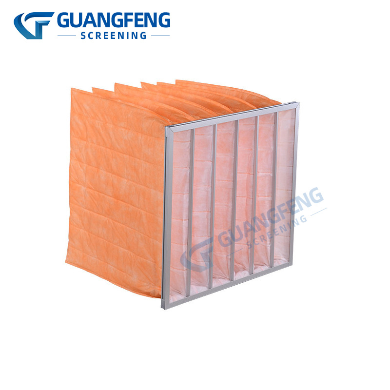 F5 Medium Efficiency Bag Filter  Petrochemical Plant Air Filter Bags ,  Solar Farm Dust Collection Panels