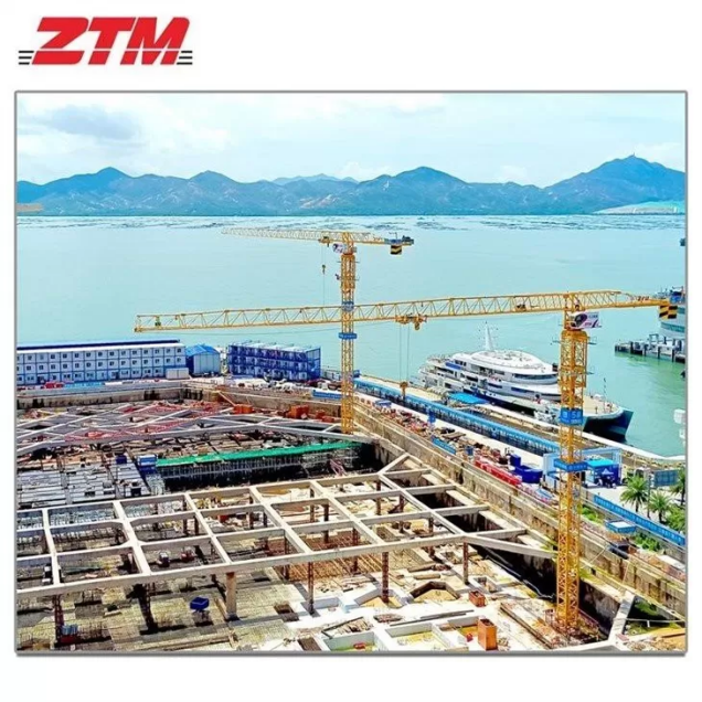 ZTT186 Flattop Tower Crane 8t Capacity 65m Jib Length 1.7t Tip Load Hoisting Equipment