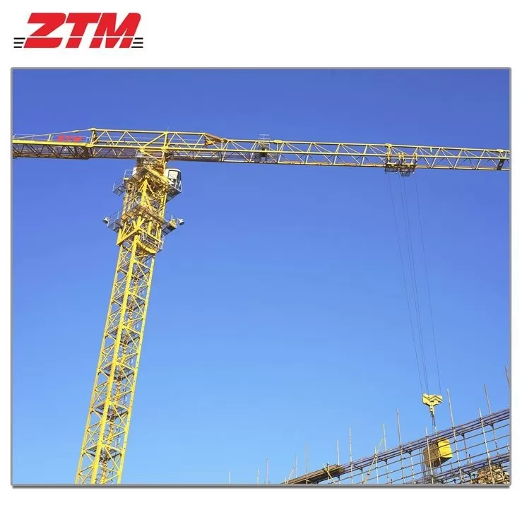 ZTT186 Flattop Tower Crane 10t Capacity 65m Jib Length 1.7t Tip Load Hoisting Equipment