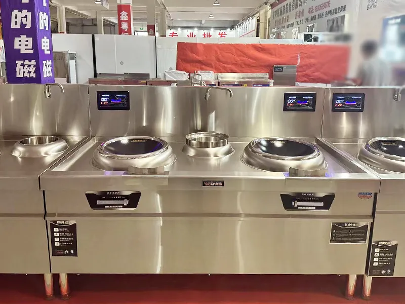 Dual-wok induction cooker for large pots