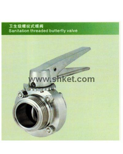 Sanitation threaded butterfly valve