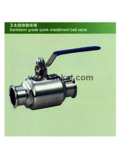 Sanitation grade quick-installment ball valve